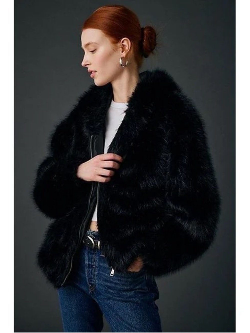 Urban Outfitters Black Faux Fur Teddy Jacket